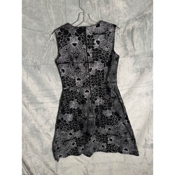 Nooworks Dress Black White Floral Geometric Fit Flare Sleeveless Dress Small - Picture 2 of 13